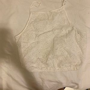 Crop white tank - open back
